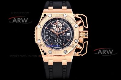 Replica Audemars Piguet Royal Oak Offshore Survivor  Rose Gold Case  Black Matte Dial 44mm 